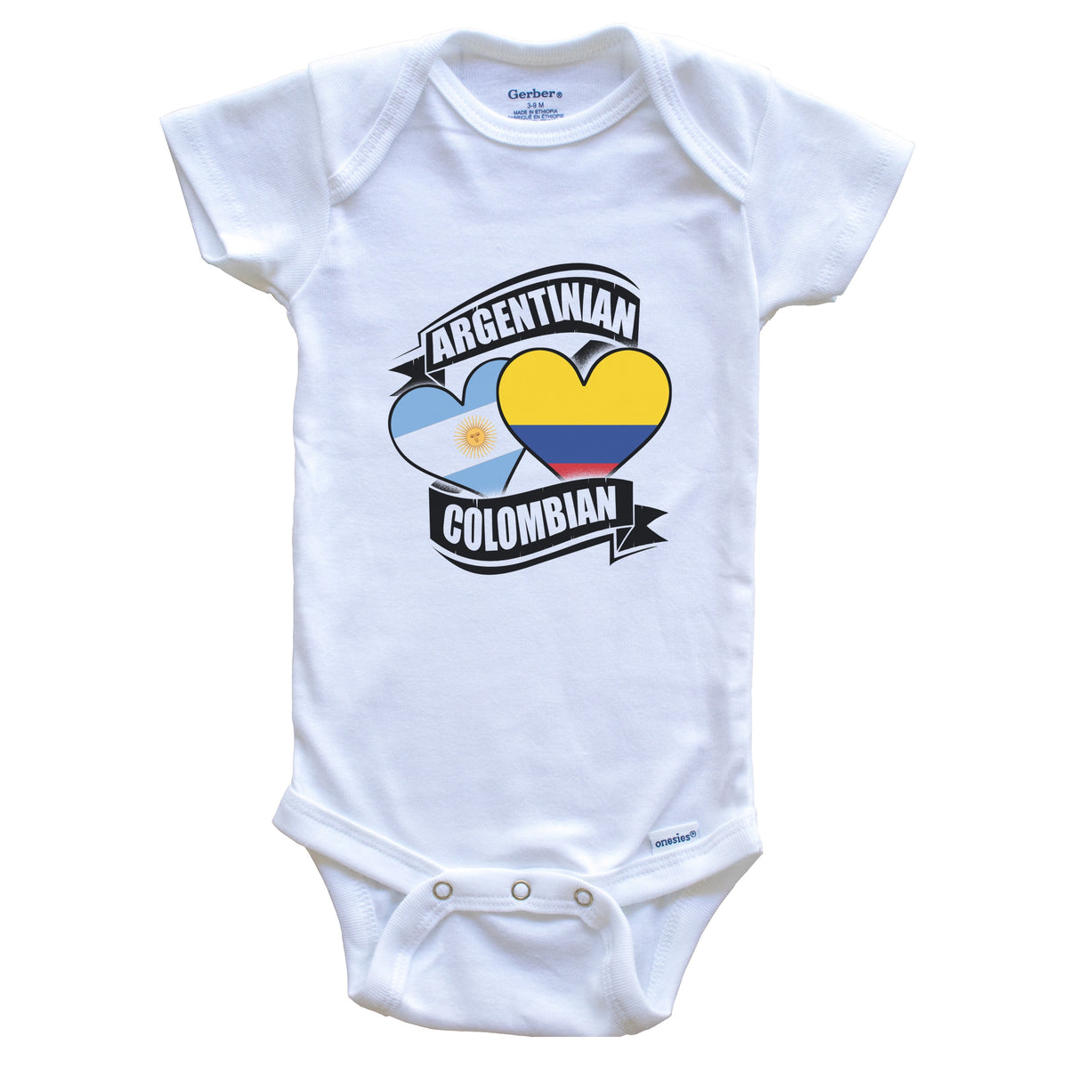 Argentinian Colombian Hearts Argentina Colombia Flags Baby Bodysuit