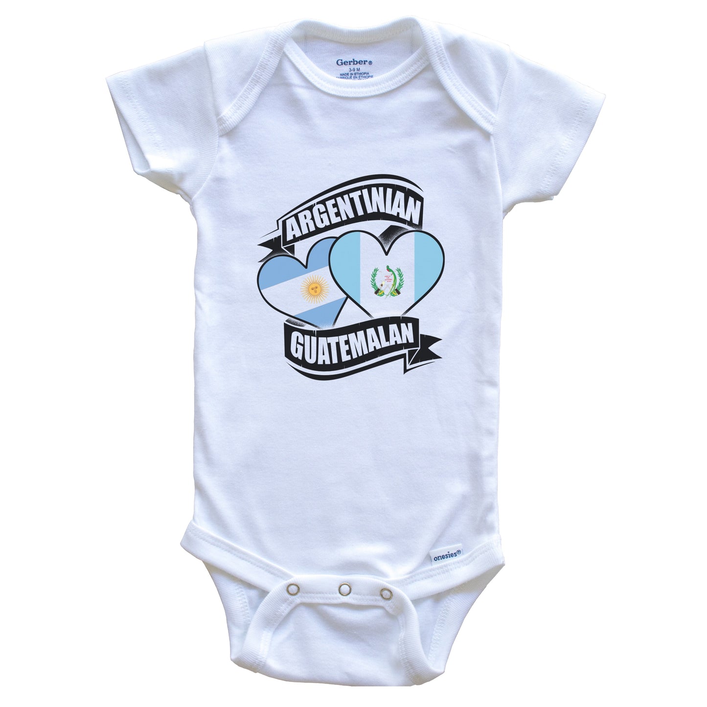 Argentinian Guatemalan Hearts Argentina Guatemala Flags Baby Bodysuit