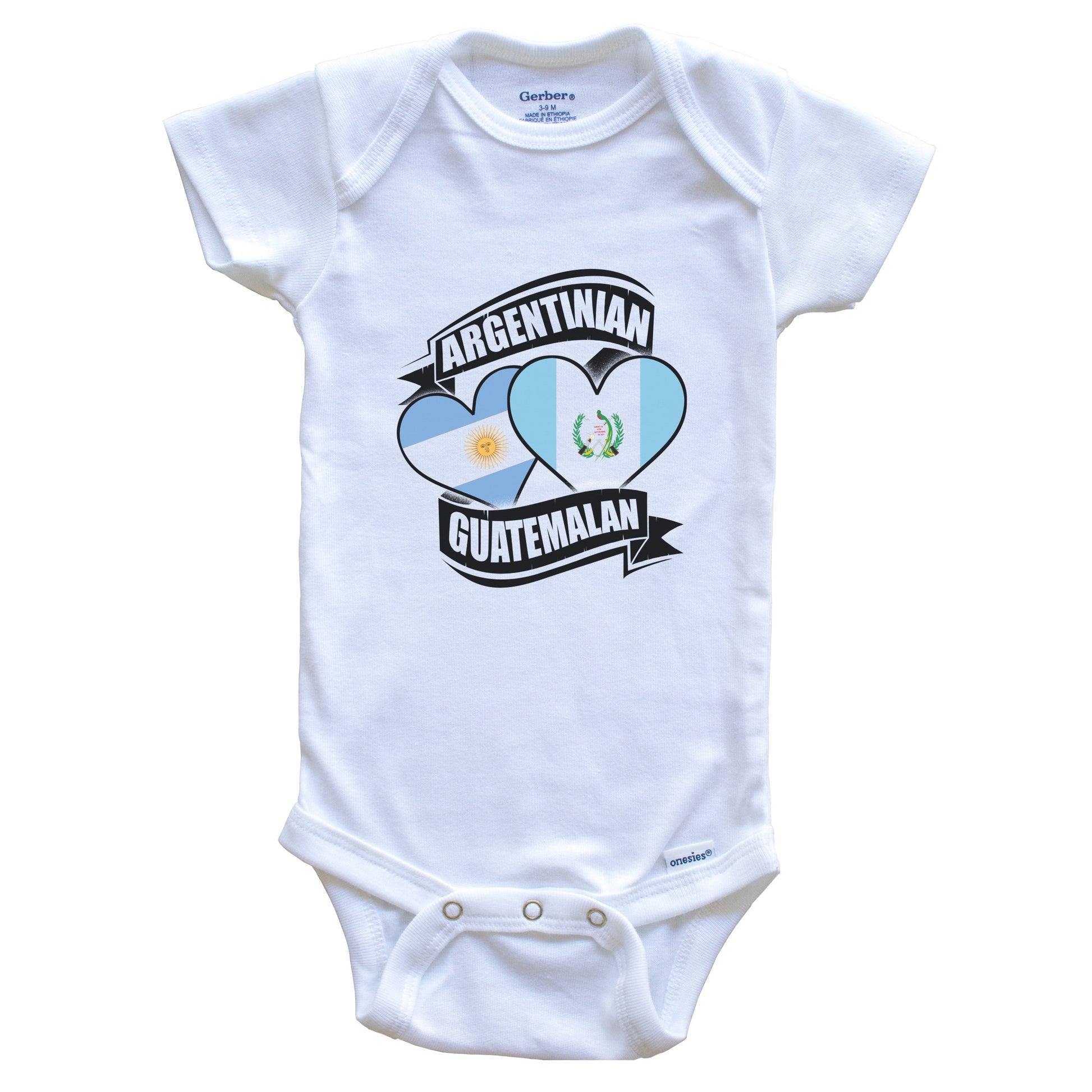 Argentinian Guatemalan Hearts Argentina Guatemala Flags Baby Bodysuit