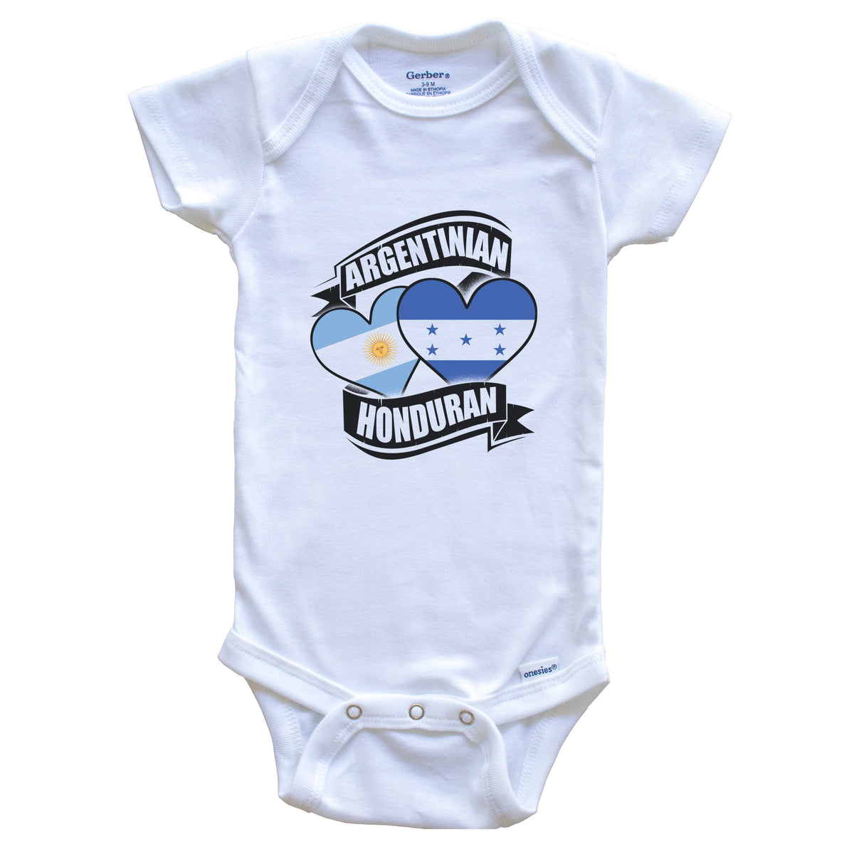 Argentinian Honduran Hearts Argentina Honduras Flags Baby Bodysuit