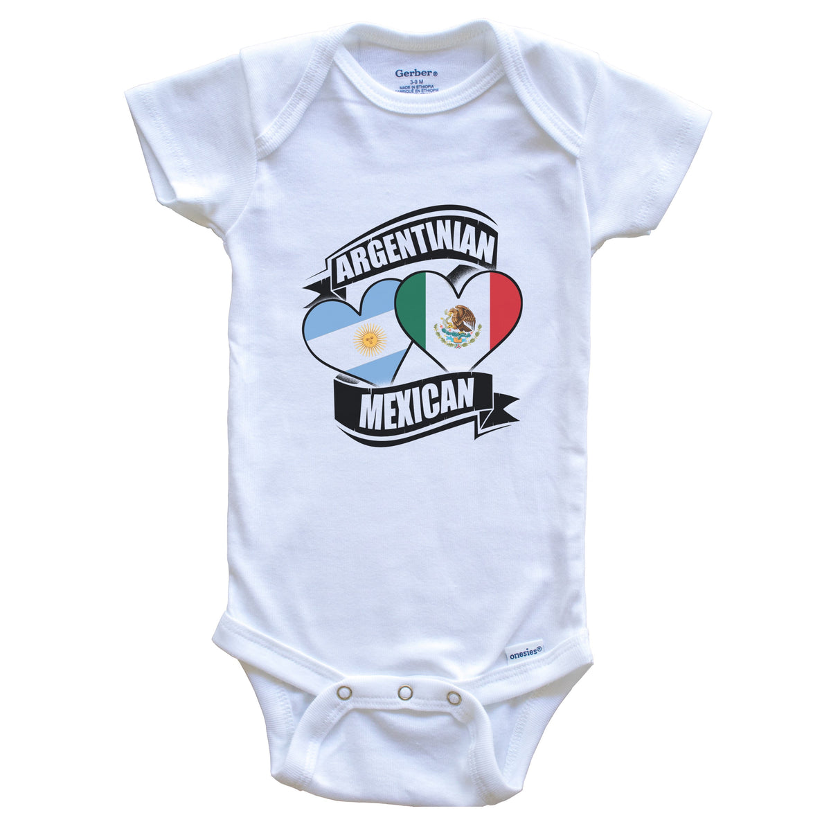 Argentinian Mexican Hearts Argentina Mexico Flags Baby Bodysuit