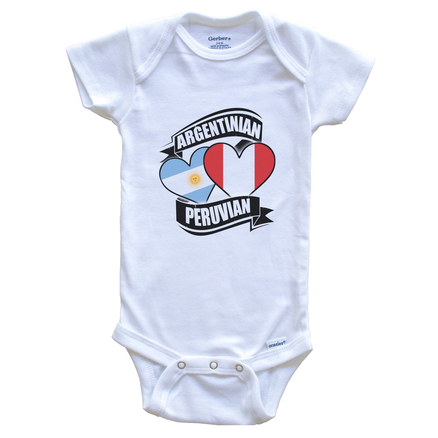Argentinian Peruvian Hearts Argentina Peru Flags Baby Bodysuit