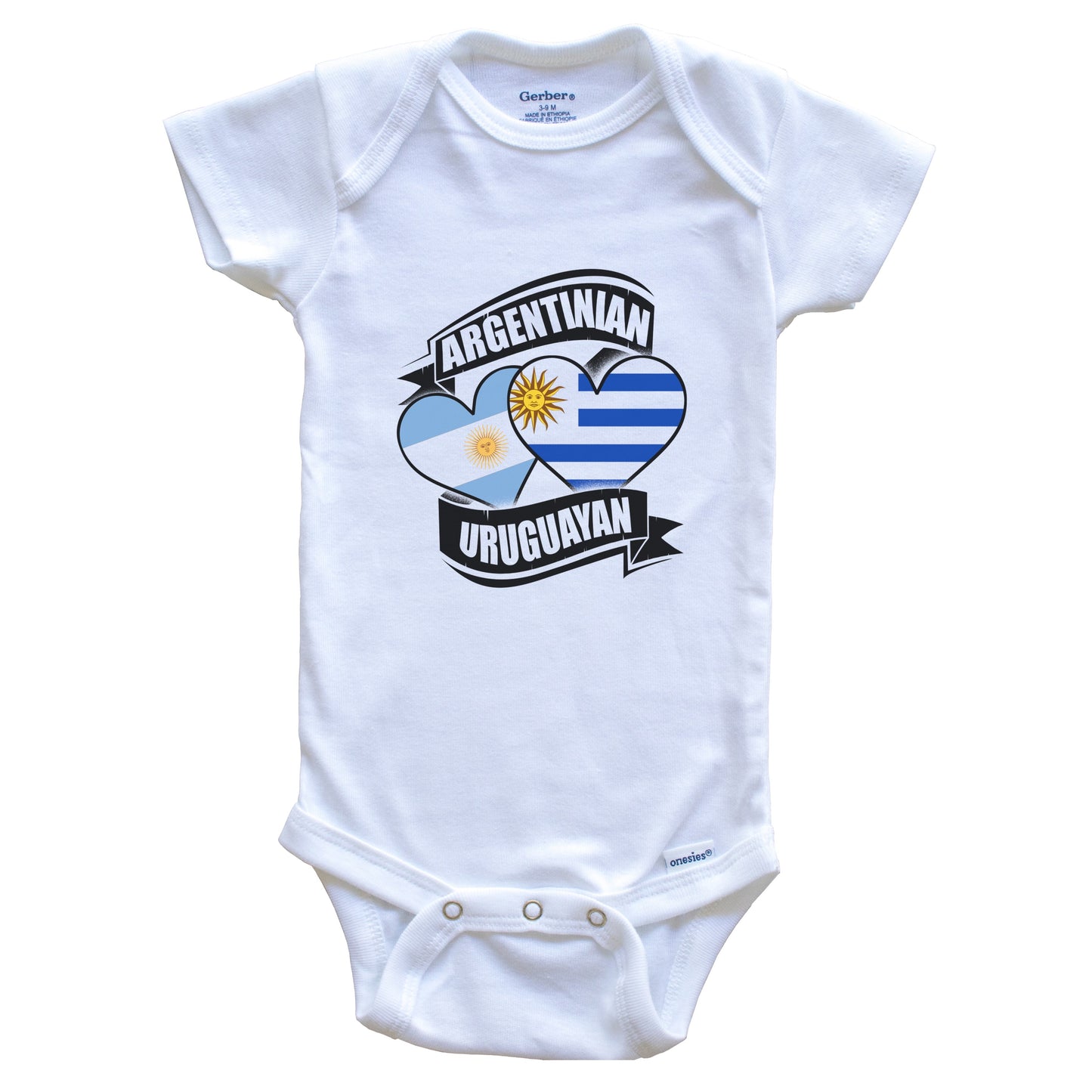 Argentinian Uruguayan Hearts Argentina Uruguay Flags Baby Bodysuit