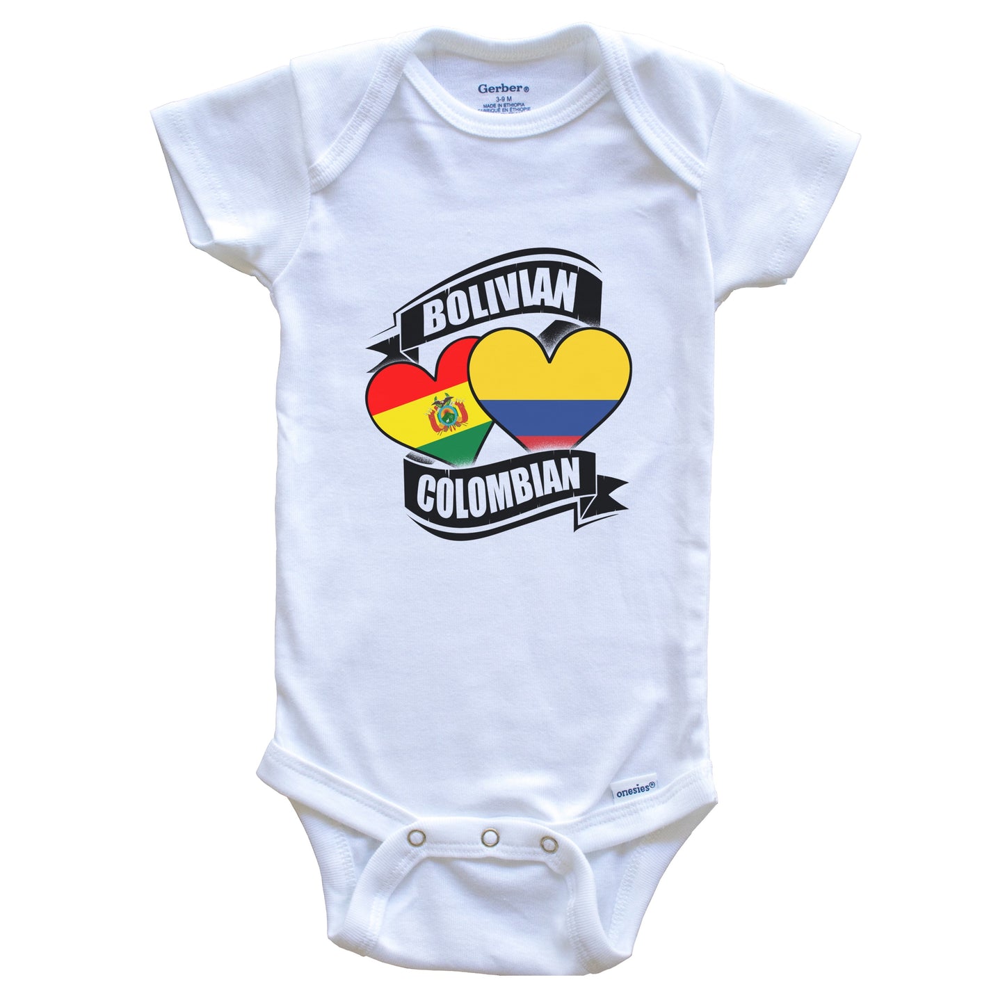 Bolivian Colombian Hearts Bolivia Colombia Flags Baby Bodysuit