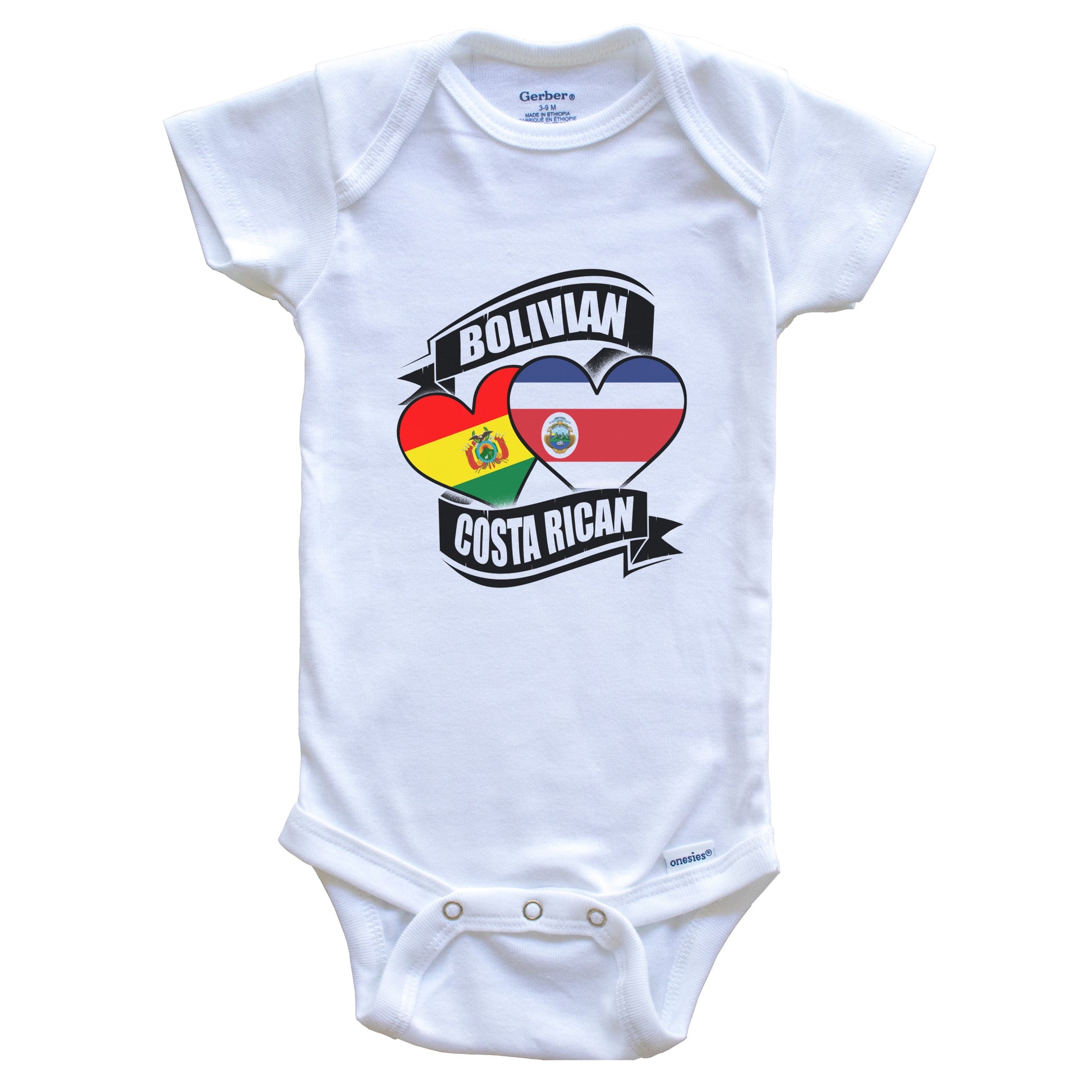 Bolivian Costa Rican Hearts Bolivia Costa Rica Flags Baby Bodysuit