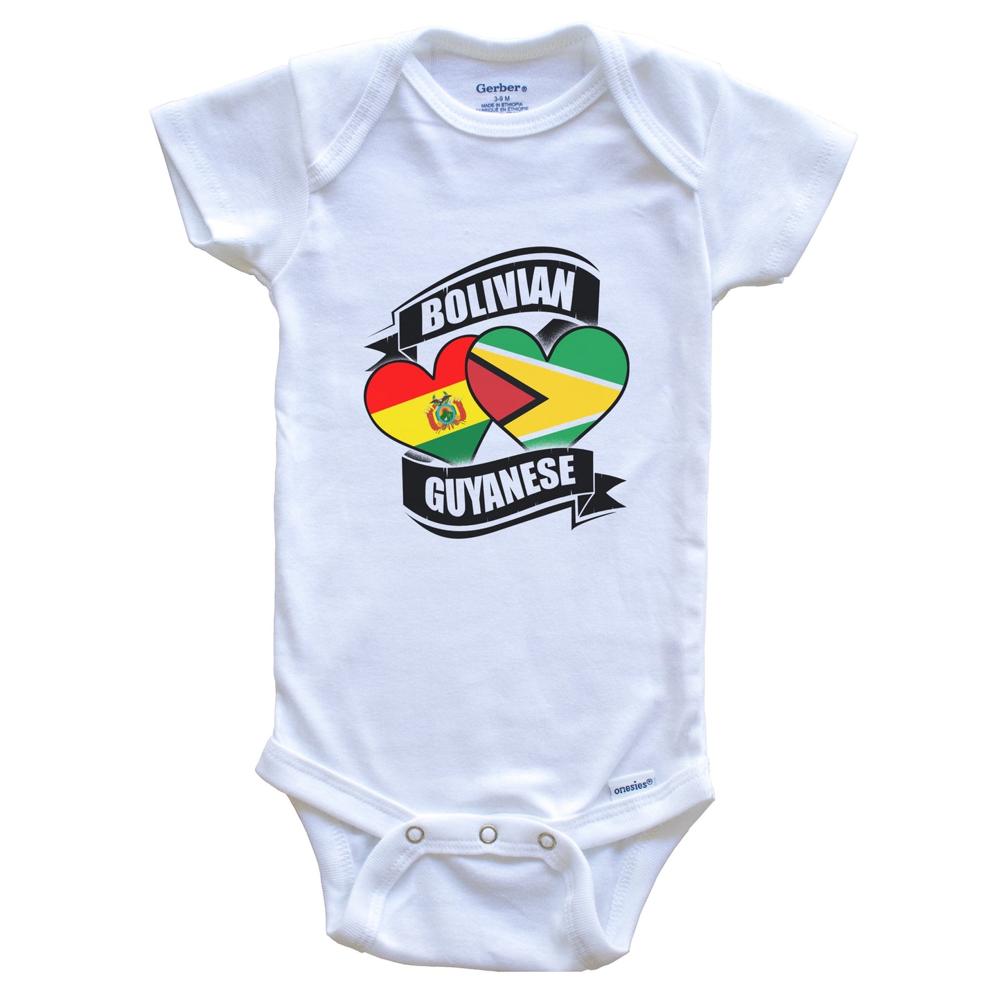 Bolivian Guyanese Hearts Bolivia Guyana Flags Baby Bodysuit