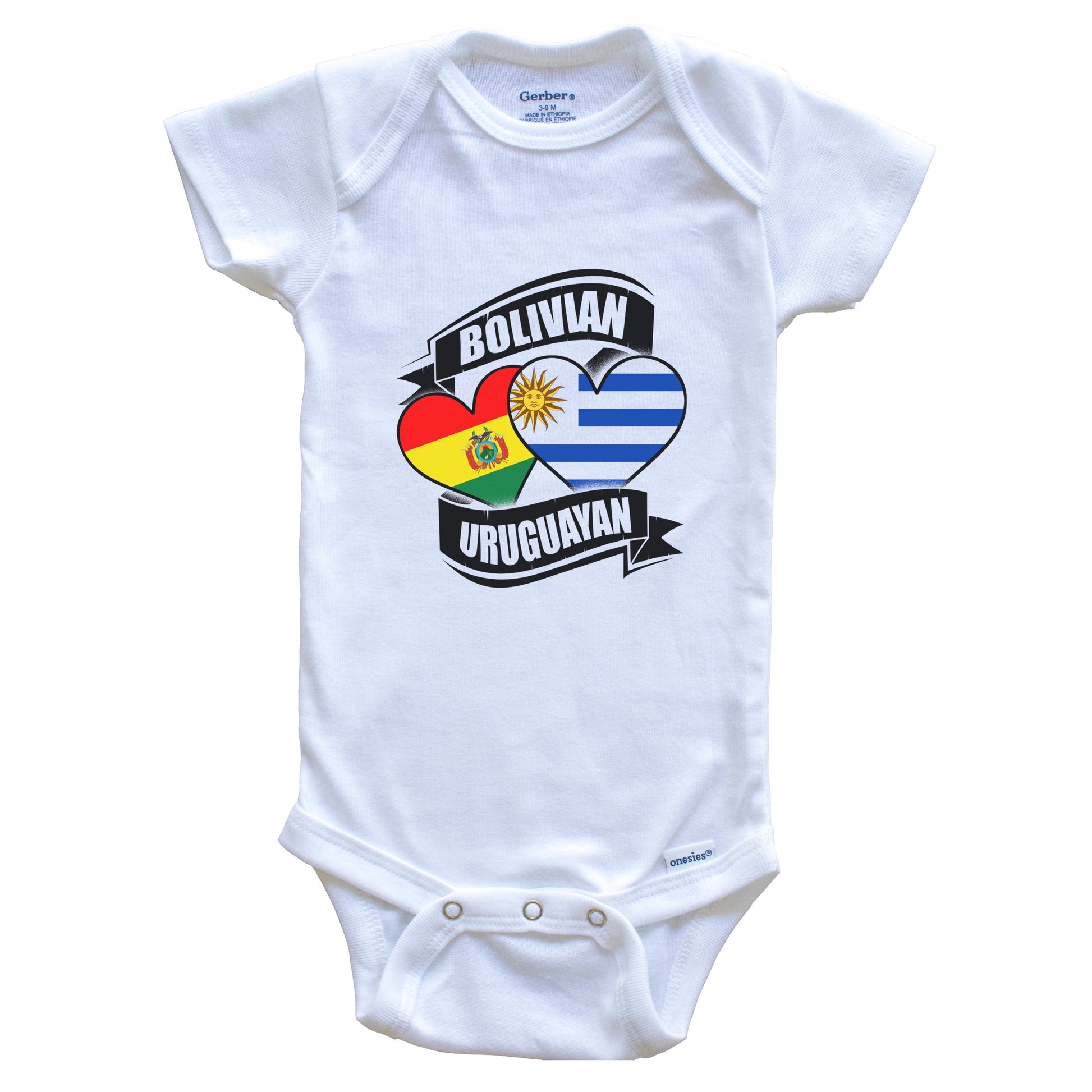 Bolivian Uruguayan Hearts Bolivia Uruguay Flags Baby Bodysuit