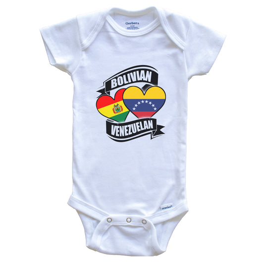 Bolivian Venezuelan Hearts Bolivia Venezuela Flags Baby Bodysuit