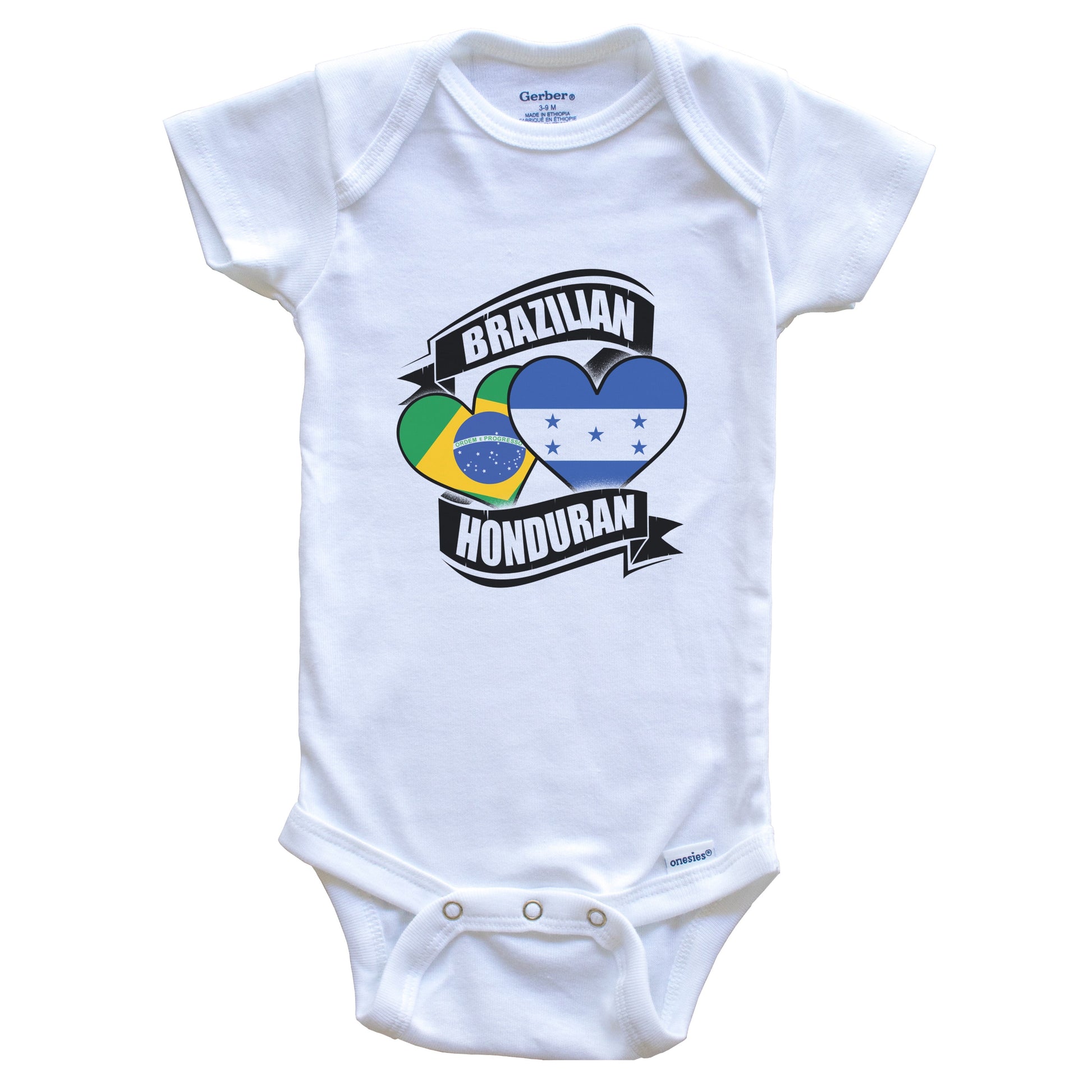 Brazilian Honduran Hearts Brazil Honduras Flags Baby Bodysuit