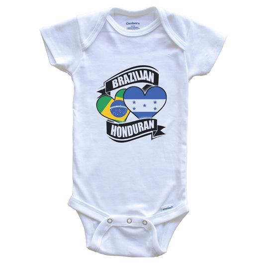 Brazilian Honduran Hearts Brazil Honduras Flags Baby Bodysuit