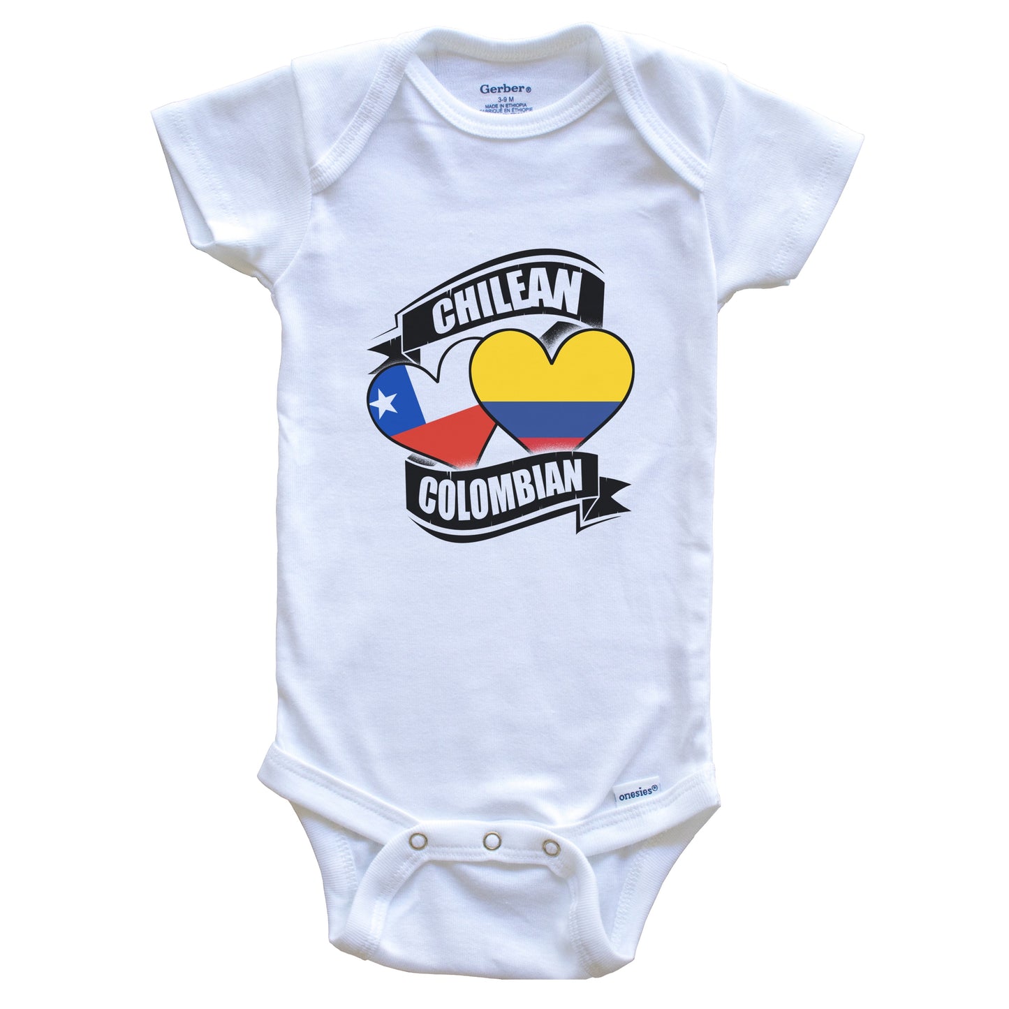 Chilean Colombian Hearts Chile Colombia Flags Baby Bodysuit