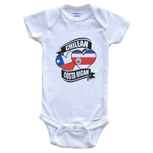 Chilean Costa Rican Hearts Chile Costa Rica Flags Baby Bodysuit