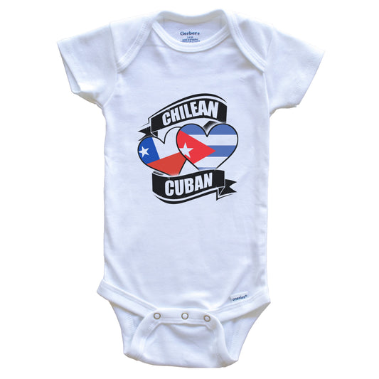 Chilean Cuban Hearts Chile Cuba Flags Baby Bodysuit