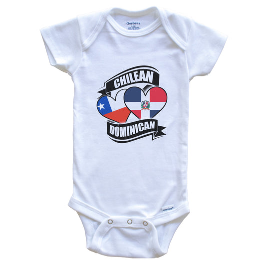 Chilean Dominican Hearts Chile Dominican Republic Flags Baby Bodysuit