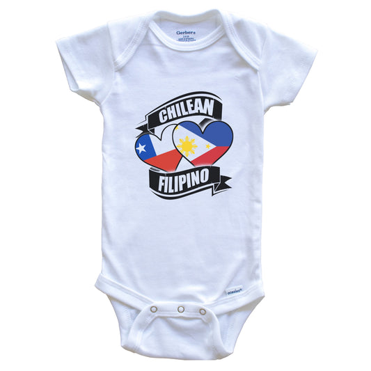 Chilean Filipino Hearts Chile Philippines Flags Baby Bodysuit