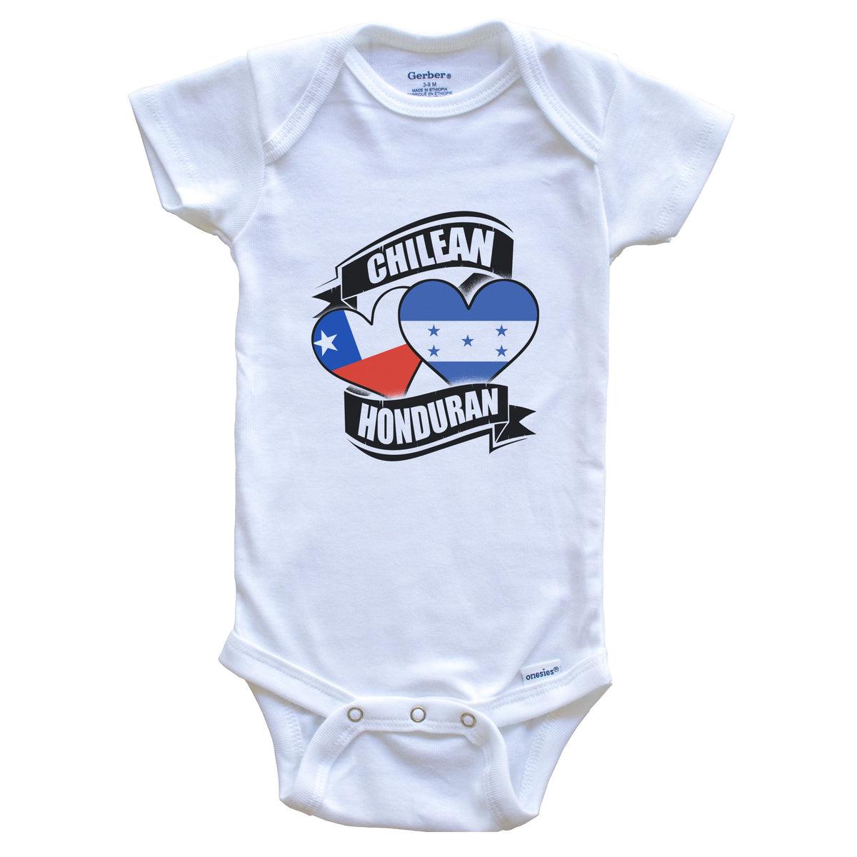 Chilean Honduran Hearts Chile Honduras Flags Baby Bodysuit