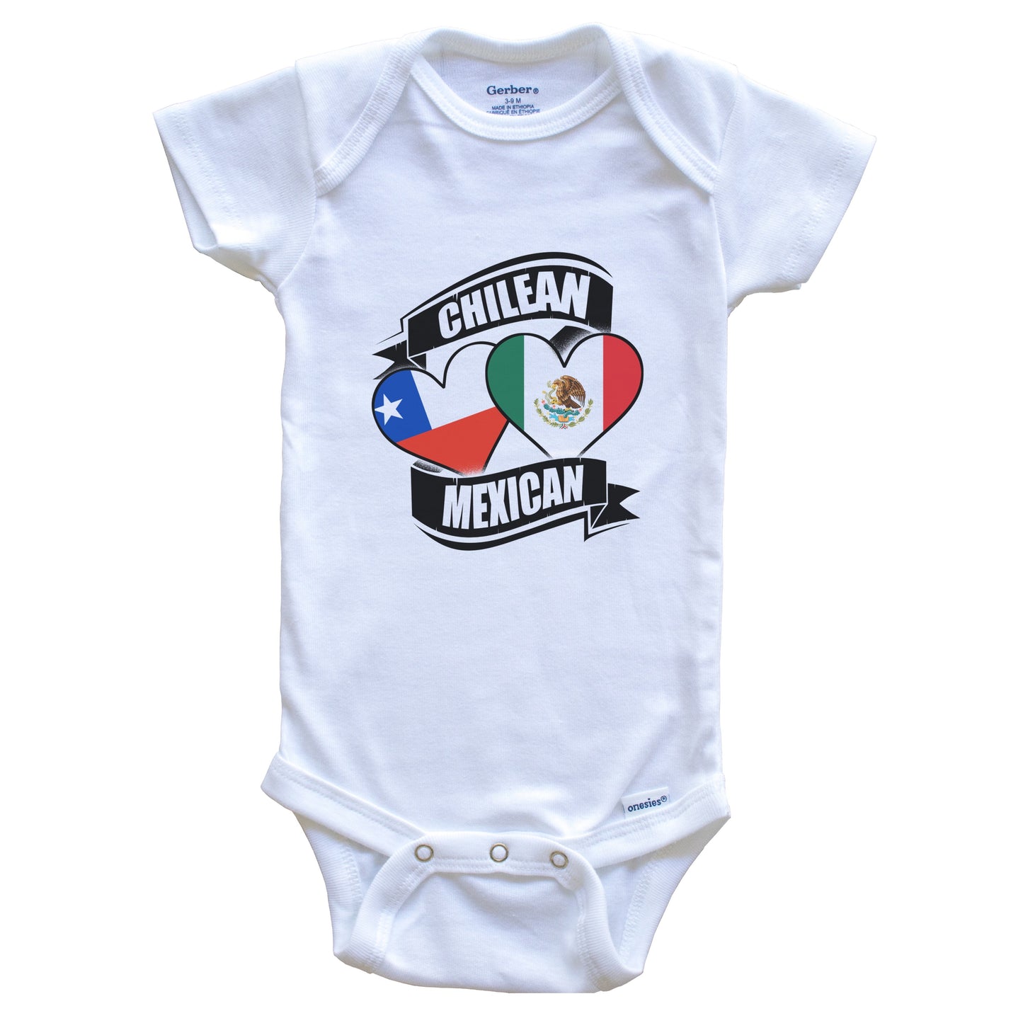 Chilean Mexican Hearts Chile Mexico Flags Baby Bodysuit