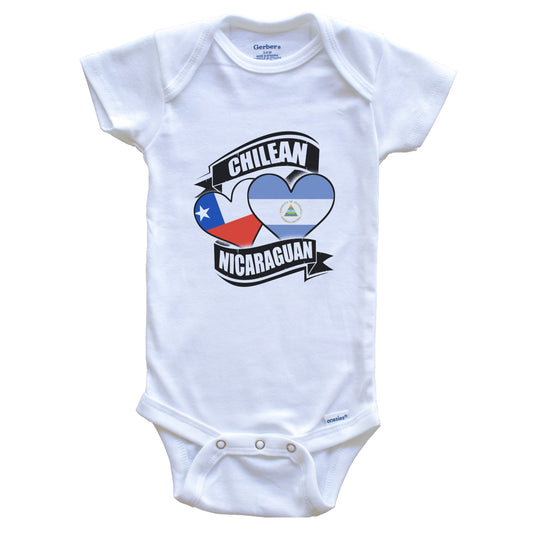 Chilean Nicaraguan Hearts Chile Nicaragua Flags Baby Bodysuit