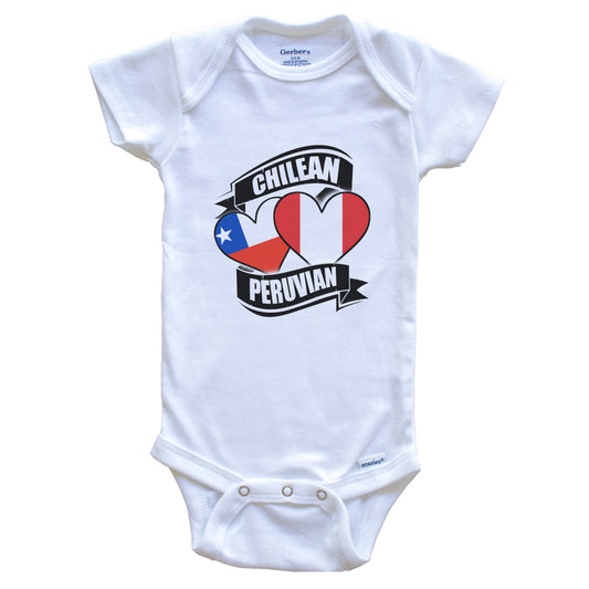Chilean Peruvian Hearts Chile Peru Flags Baby Bodysuit