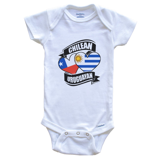 Chilean Uruguayan Hearts Chile Uruguay Flags Baby Bodysuit