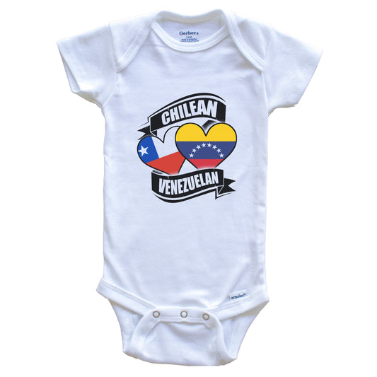 Chilean Venezuelan Hearts Chile Venezuela Flags Baby Bodysuit