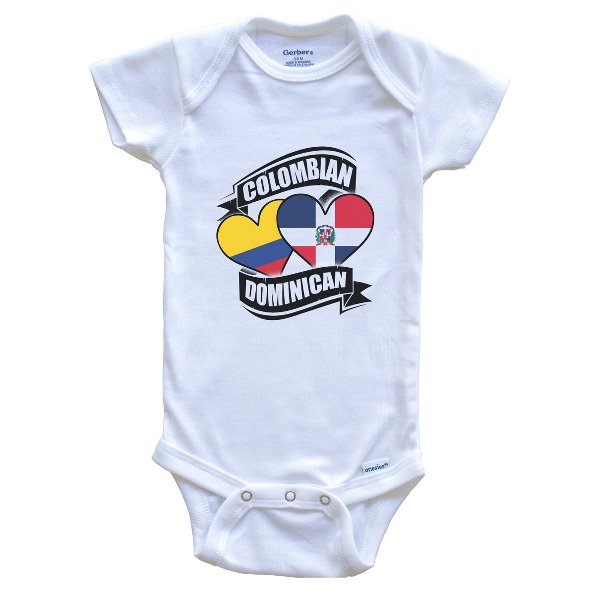 Colombian Dominican Hearts Colombia Dominican Republic Flags Baby Bodysuit