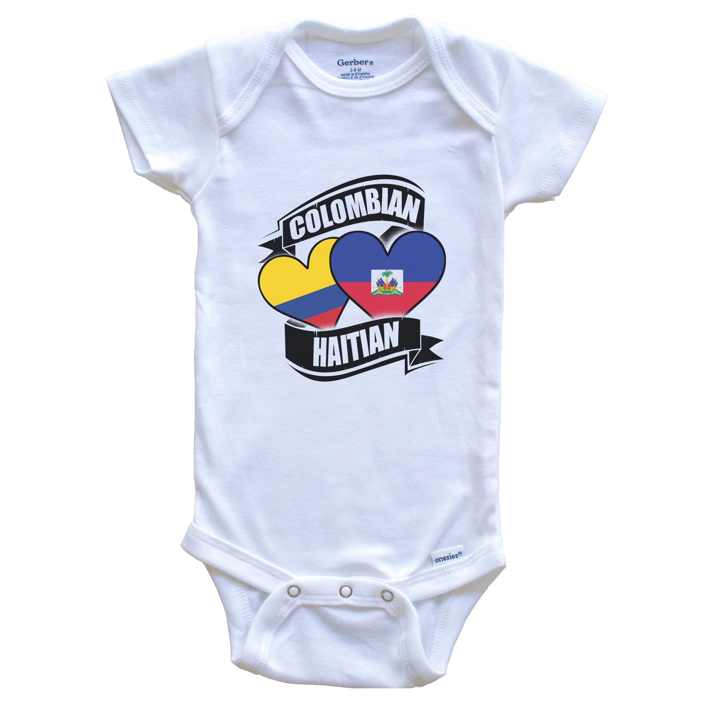 Colombian Haitian Hearts Colombia Haiti Flags Baby Bodysuit