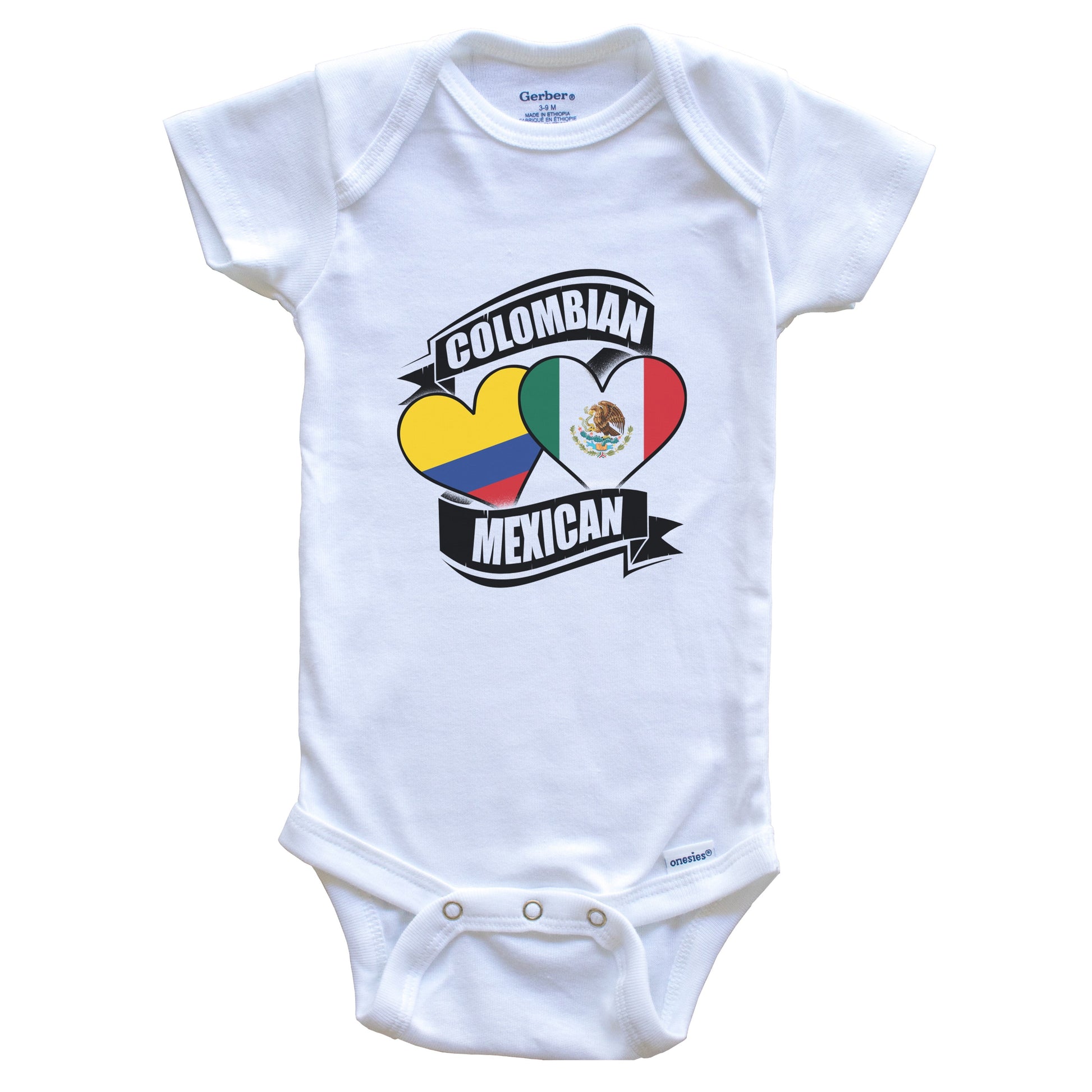 Colombian Mexican Hearts Colombia Mexico Flags Baby Bodysuit