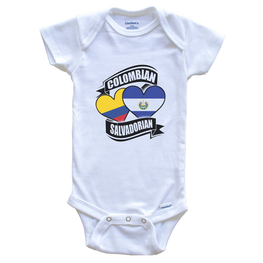 Colombian Salvadorian Hearts Colombia El Salvador Flags Baby Bodysuit