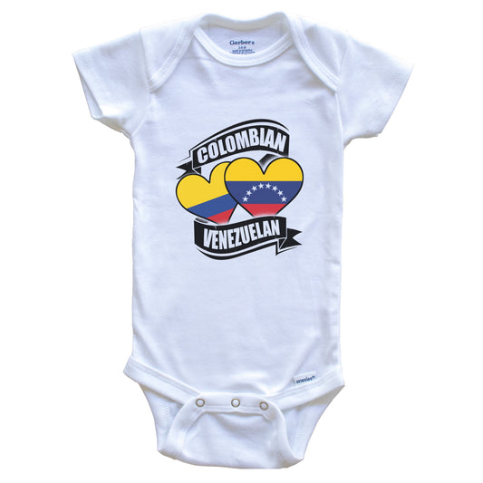 Colombian Venezuelan Hearts Colombia Venezuela Flags Baby Bodysuit