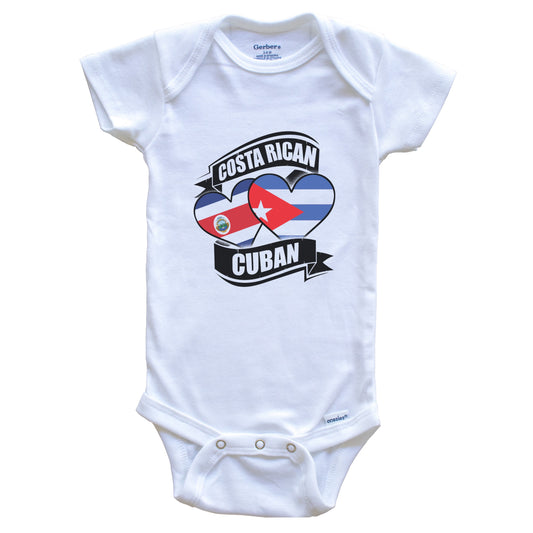 Costa Rican Cuban Hearts Costa Rica Cuba Flags Baby Bodysuit