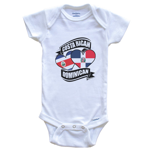 Costa Rican Dominican Hearts Costa Rica Dominican Flags Baby Bodysuit