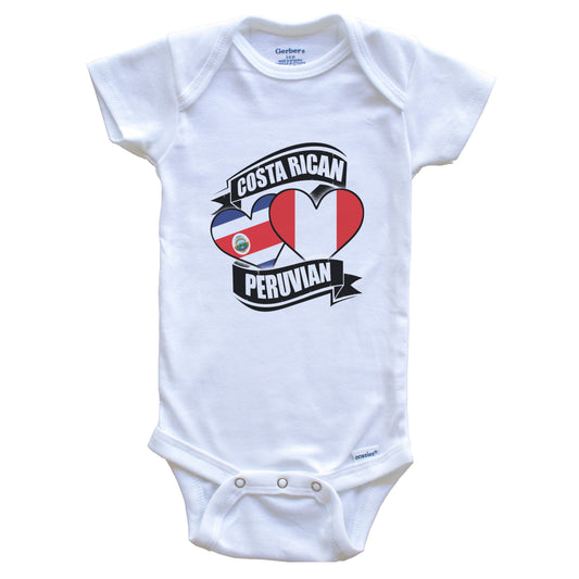 Costa Rican Peruvian Hearts Costa Rica Peru Flags Baby Bodysuit