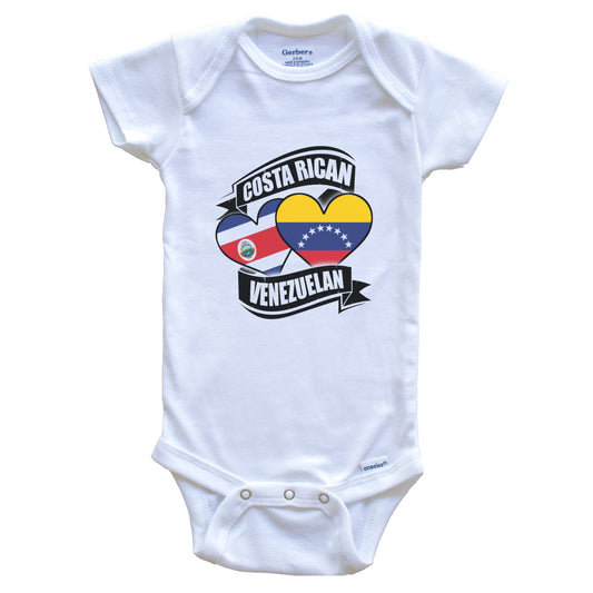 Costa Rican Venezuelan Hearts Costa Rica Venezuela Flags Baby Bodysuit
