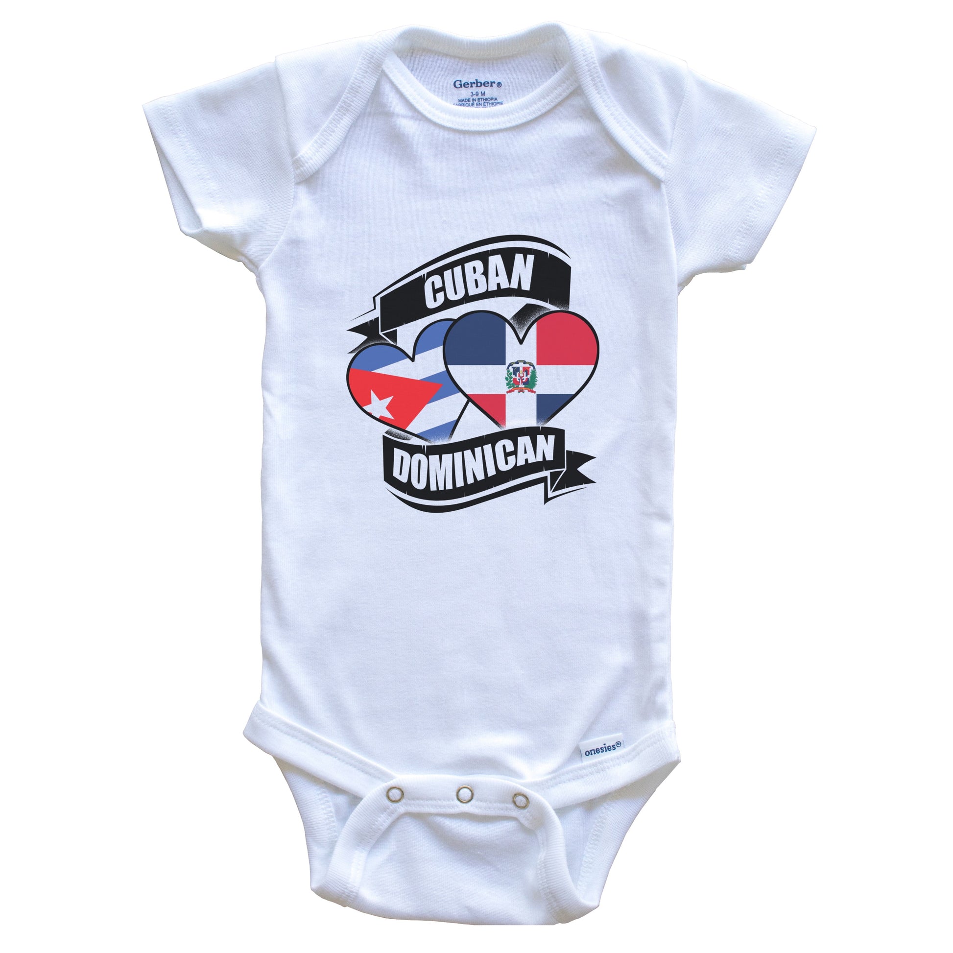 Cuban Dominican Hearts Cuba Dominican Republic Flags Baby Bodysuit