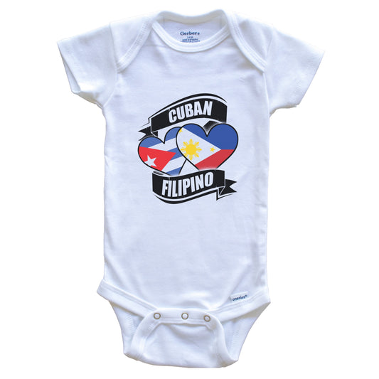 Cuban Filipino Hearts Cuba Philippines Flags Baby Bodysuit