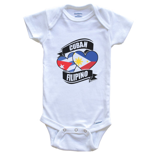 Cuban Filipino Hearts Cuba Philippines Flags Baby Bodysuit