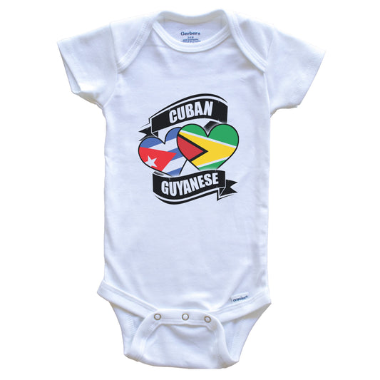 Cuban Guyanese Hearts Cuba Guyana Flags Baby Bodysuit