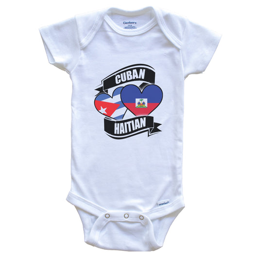 Cuban Haitian Hearts Cuba Haiti Flags Baby Bodysuit