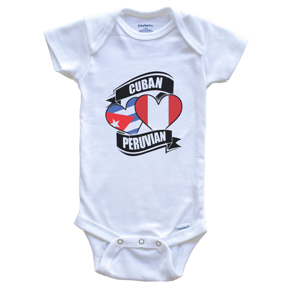 Cuban Peruvian Hearts Cuba Peru Flags Baby Bodysuit