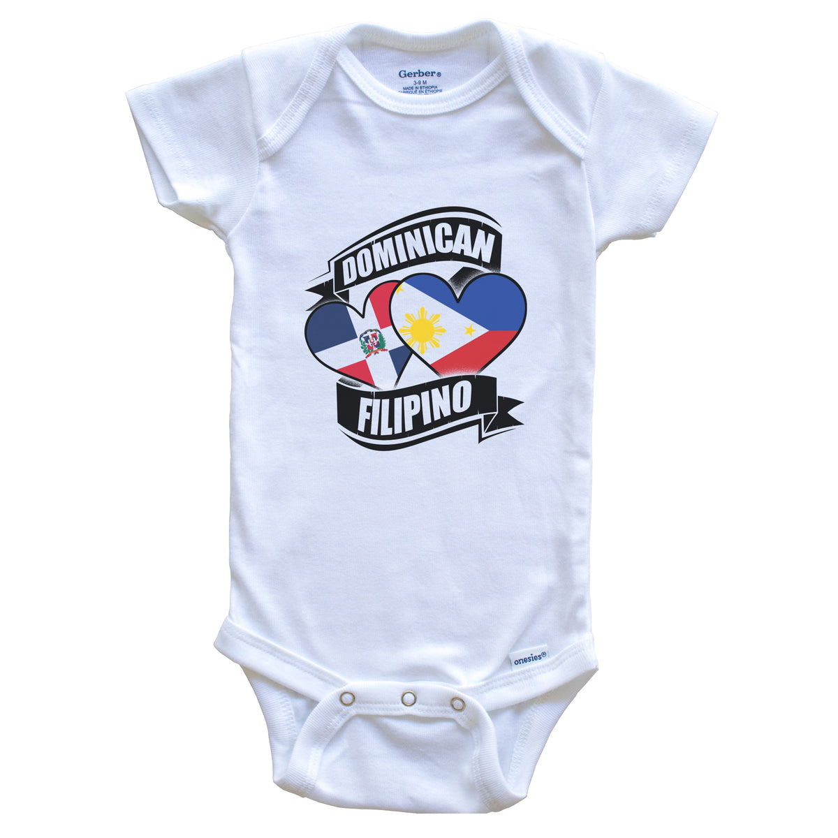 Dominican Filipino Heart Dominican Republic Philippines Flag Baby Bodysuit