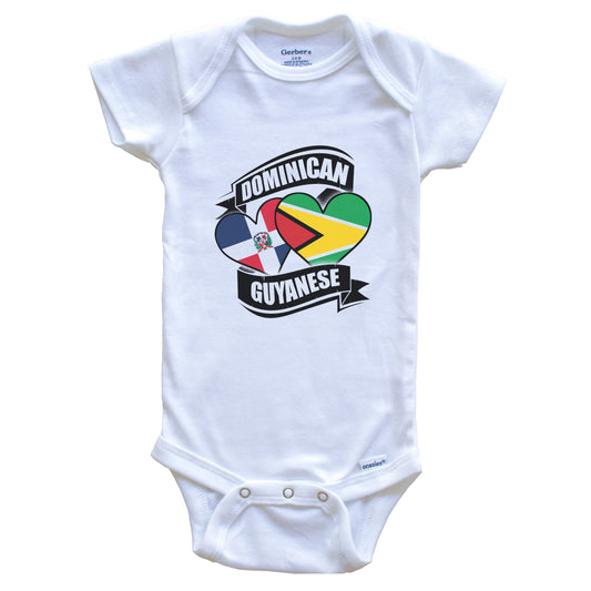 Dominican Guyanese Hearts Dominican Republic Guyana Flags Baby Bodysuit