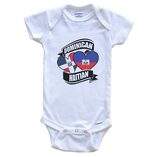 Dominican Haitian Hearts Dominican Republic Haiti Flags Baby Bodysuit