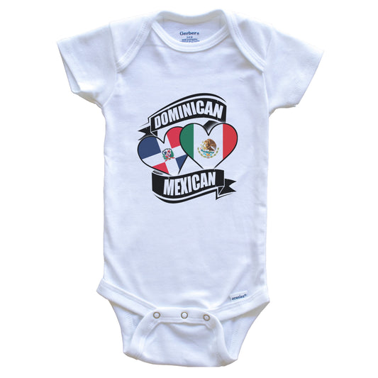 Dominican Mexican Hearts Dominican Republic Mexico Flags Baby Bodysuit