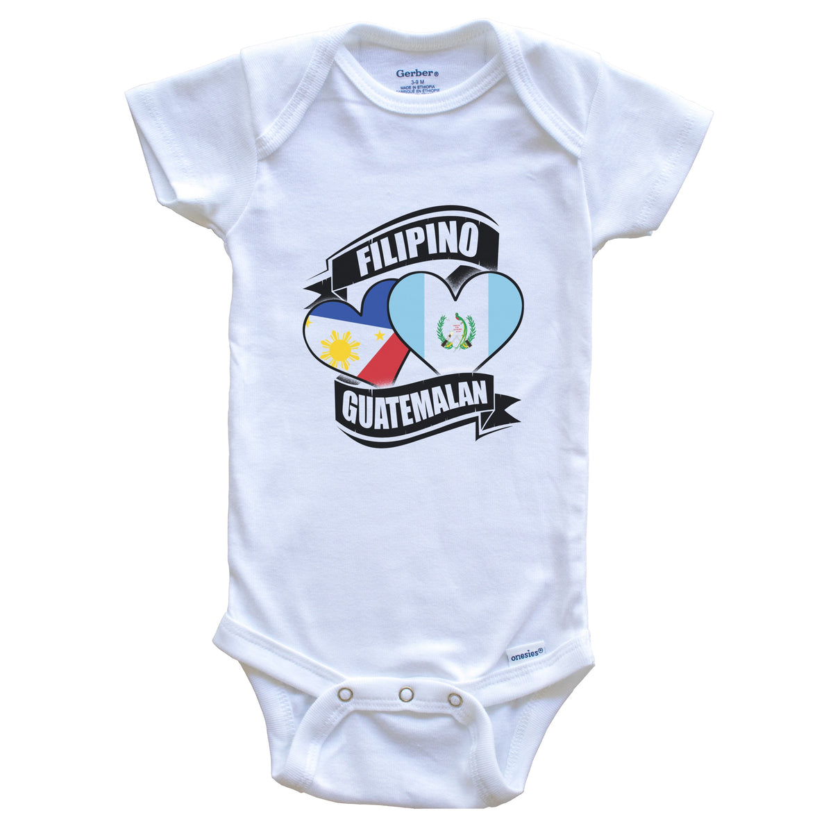 Filipino Guatemalan Hearts Philippines Guatemala Flags Baby Bodysuit