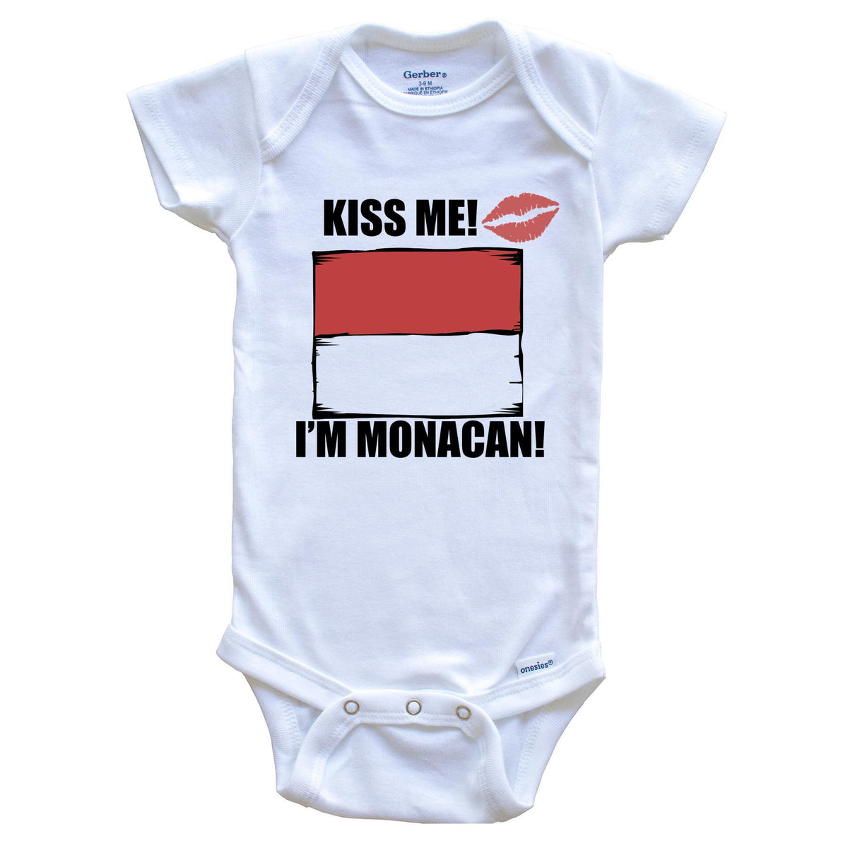 Kiss Me I'm Monacan Cute Monaco Flag Baby Onesie