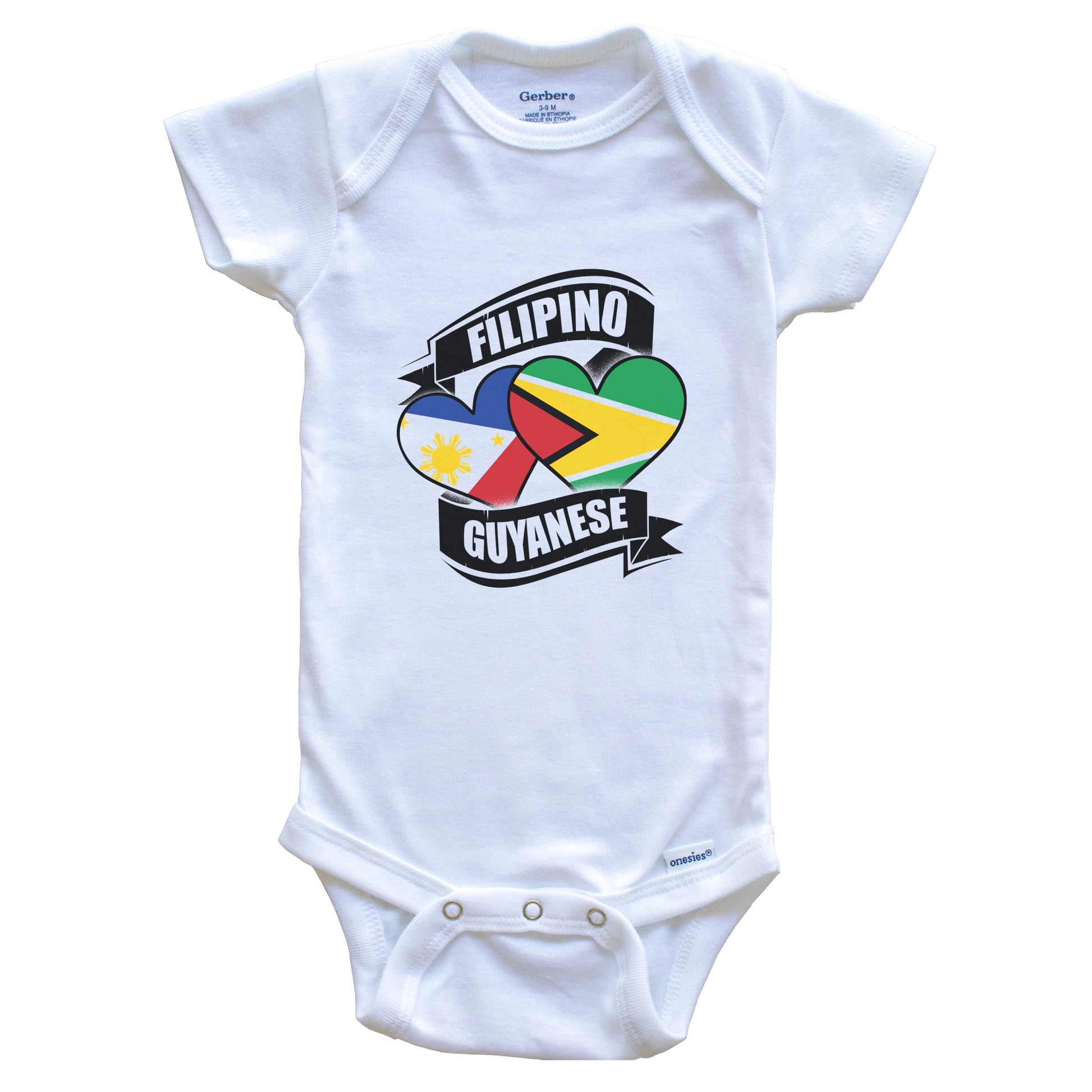 Filipino Guyanese Hearts Philippines Guyana Flags Baby Bodysuit