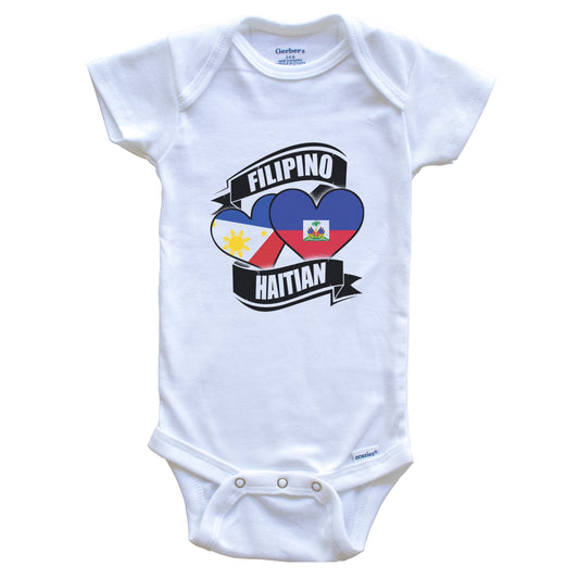 Filipino Haitian Hearts Philippines Haiti Flags Baby Bodysuit
