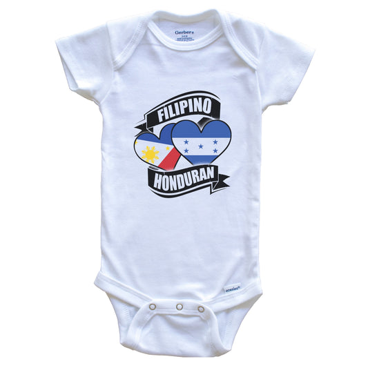 Filipino Honduran Hearts Philippines Honduras Flags Baby Bodysuit