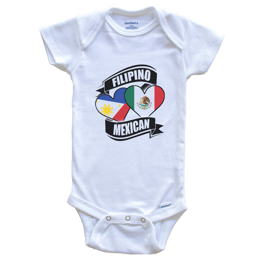 Filipino Mexican Hearts Philippines Mexico Flags Baby Bodysuit